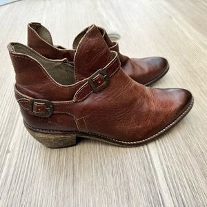 Fly London Chestnut Leather Ankle Booties